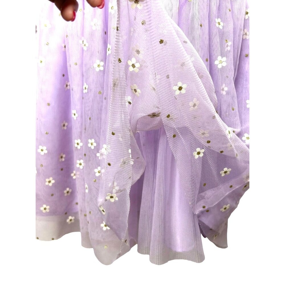 Cat & Jack Girls’ Dress S 6/6X Lavender Ruffled Cap Sleeves Daisy Overlays Party - Picture 8 of 9